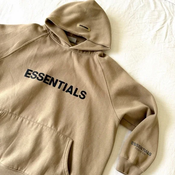 Fear of God Essentials Hoodie Beige Men's XL Premium Fleece Pullover